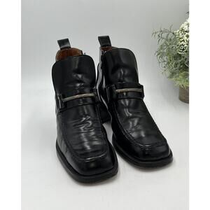 Rider Burns Vintage Black Patent Leather Stacked Heel Ankle Boots Sz 38.5/US 8
